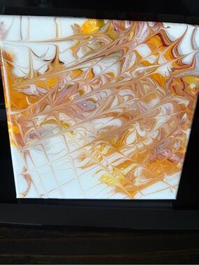 Abstract Fluid Canvas Art in White and Yellow — Modern Wall Painting